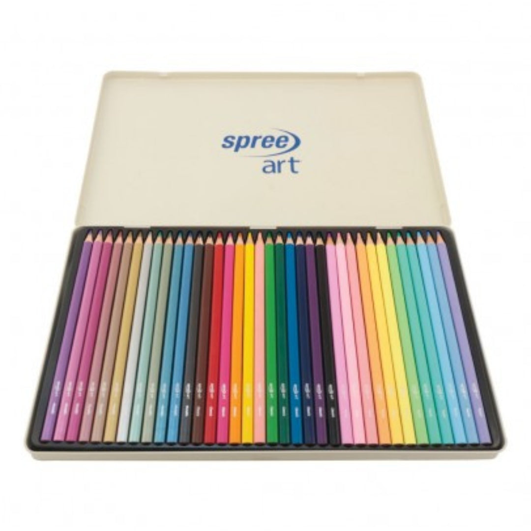 Spree Triangular Colour Pencils In Metal Box A Set Of 36pcs