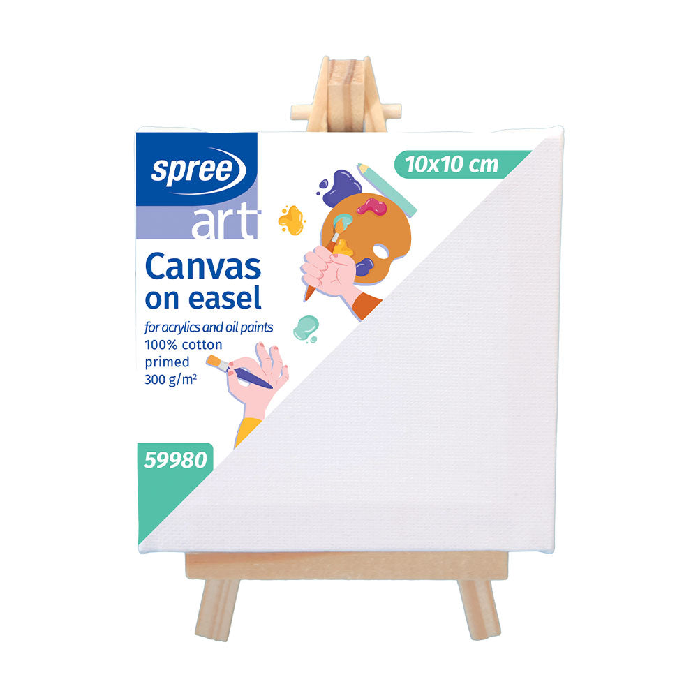 Spree Art - Canvas On Easel 100% Cotton 300gsm - 10 x 10cm