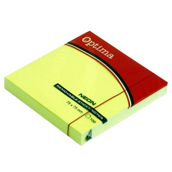 Optima Sticky Notes 7.5 x 7.5 A Pack Of 100pcs - Neon Green