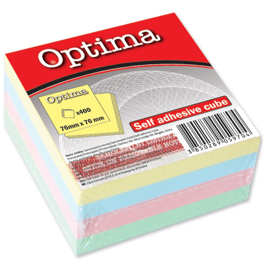 Optima Sticky Notes 7.6 x 7.6 A Pack Of 400pcs - 4 Colours