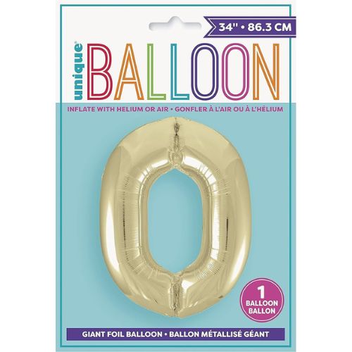 Unique Helium Foil Balloon 86.3cm - All Numbers! - Gold