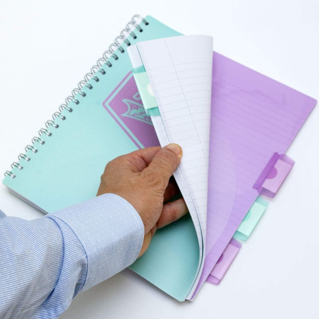 A4 Pukka Pads Side-Spiral Lined Project Book With 5 Dividers - Pastel Teal