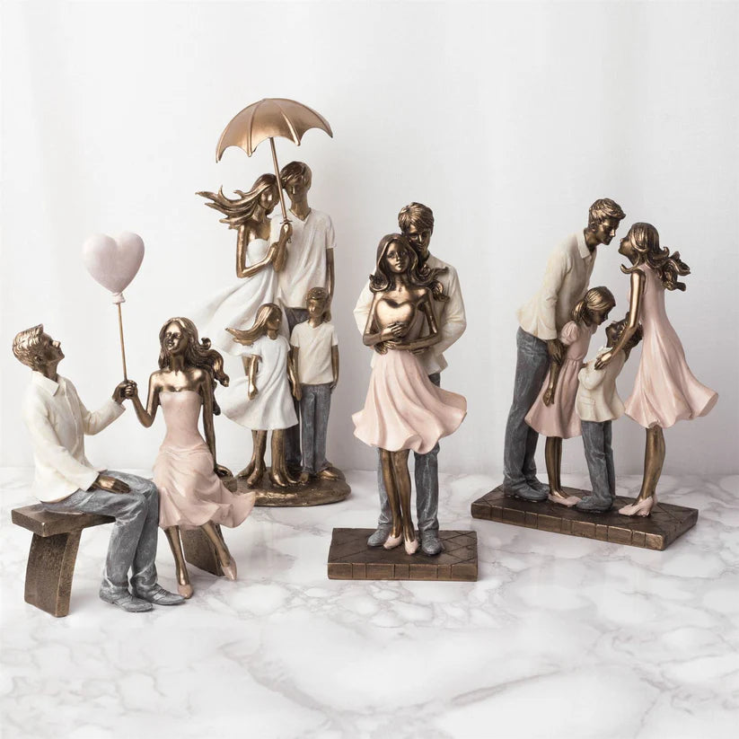 Juliana Family Of 4 Figurine Bronze And Blush Pink 25cm