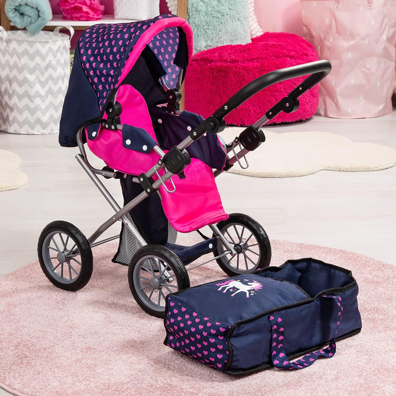 Cosy Doll Pram With Unicorn 68cm