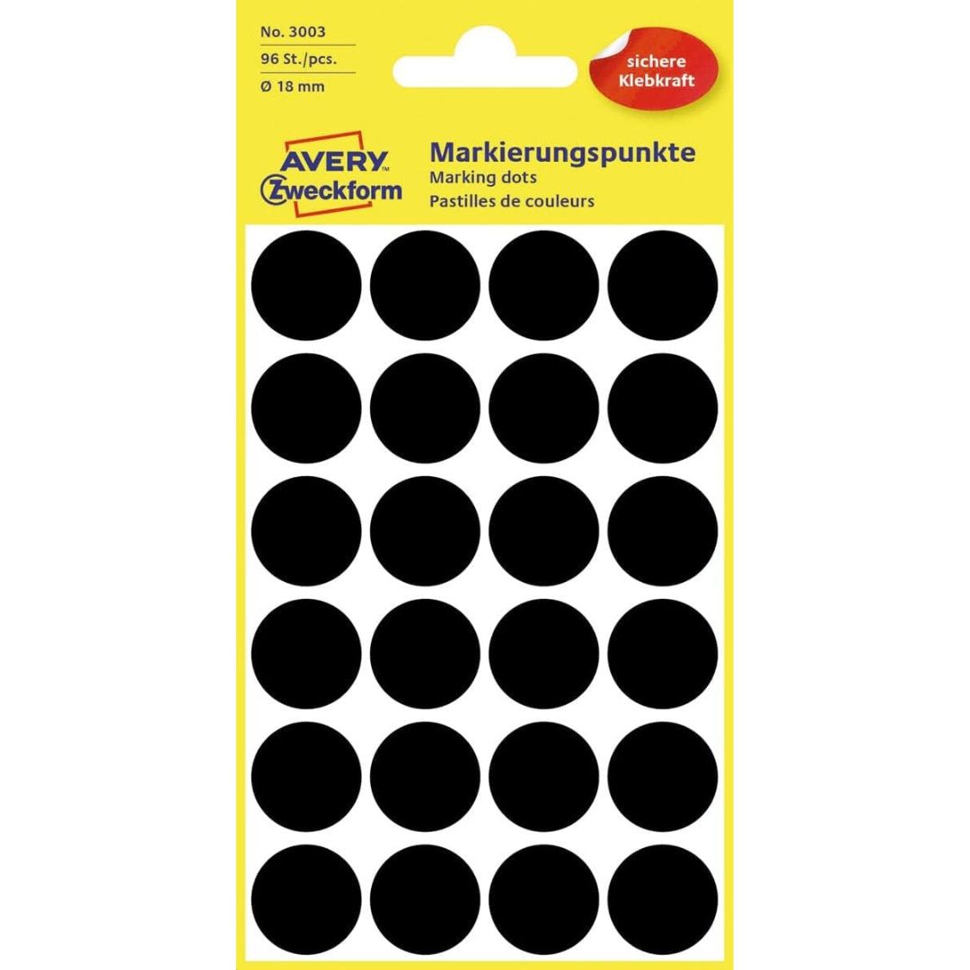 Avery Marking Dots Stickers 18 mm A Pack Of 96pcs Black