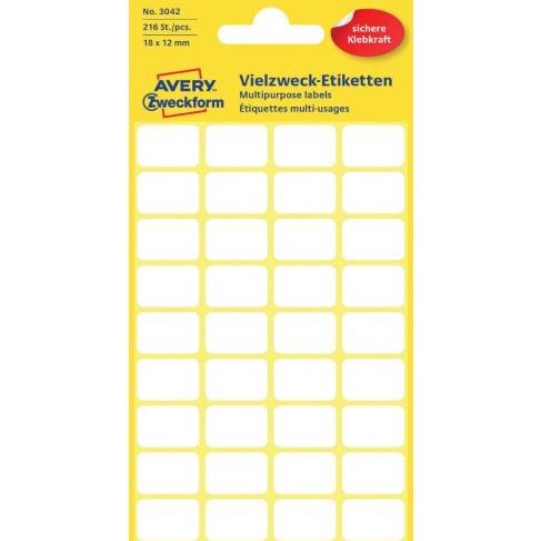 Avery Multipurpose Labels 18 x 12mm A Pack Of 216pcs
