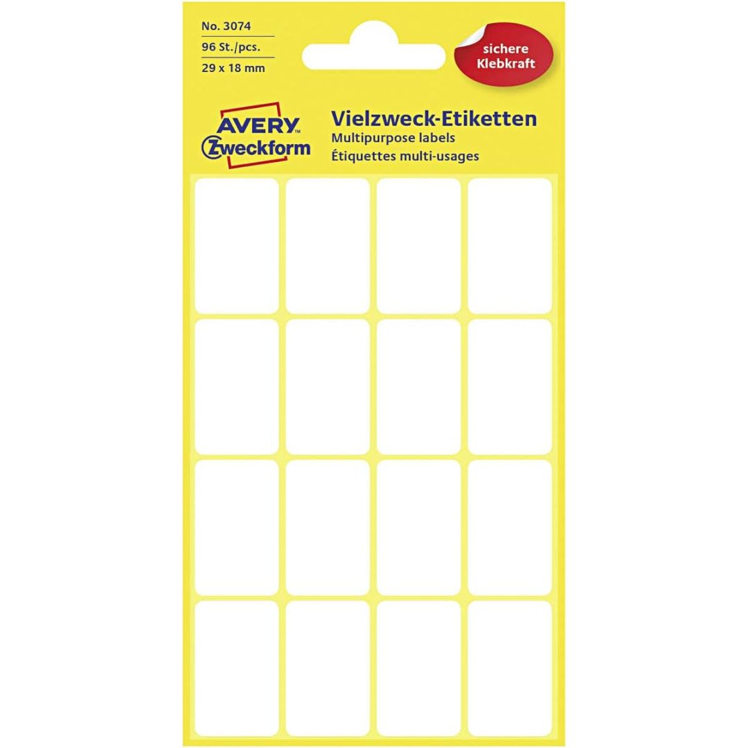 Avery Multipurpose Labels 29 x 18mm A Pack Of 96pcs
