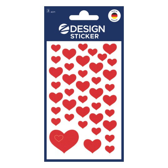 Avery-Zweckform Stickers A Pack Of 3 Sheets - Red Hearts