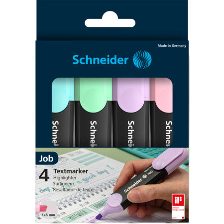 Schneider Job Textmarker A Pack Of 4 Pastel Highlighter