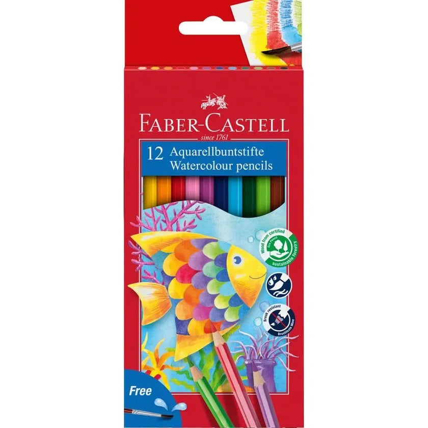 Faber-Castell Watercolour Pencils A Pack Of 12pcs + Brush
