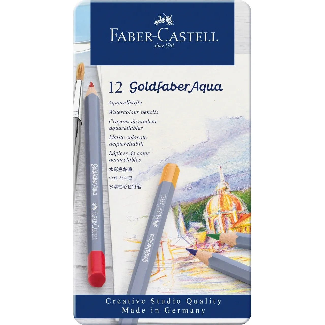 Faber-Castell Goldfaber Aqua Watercolour Pencil A Tin Of 12pcs