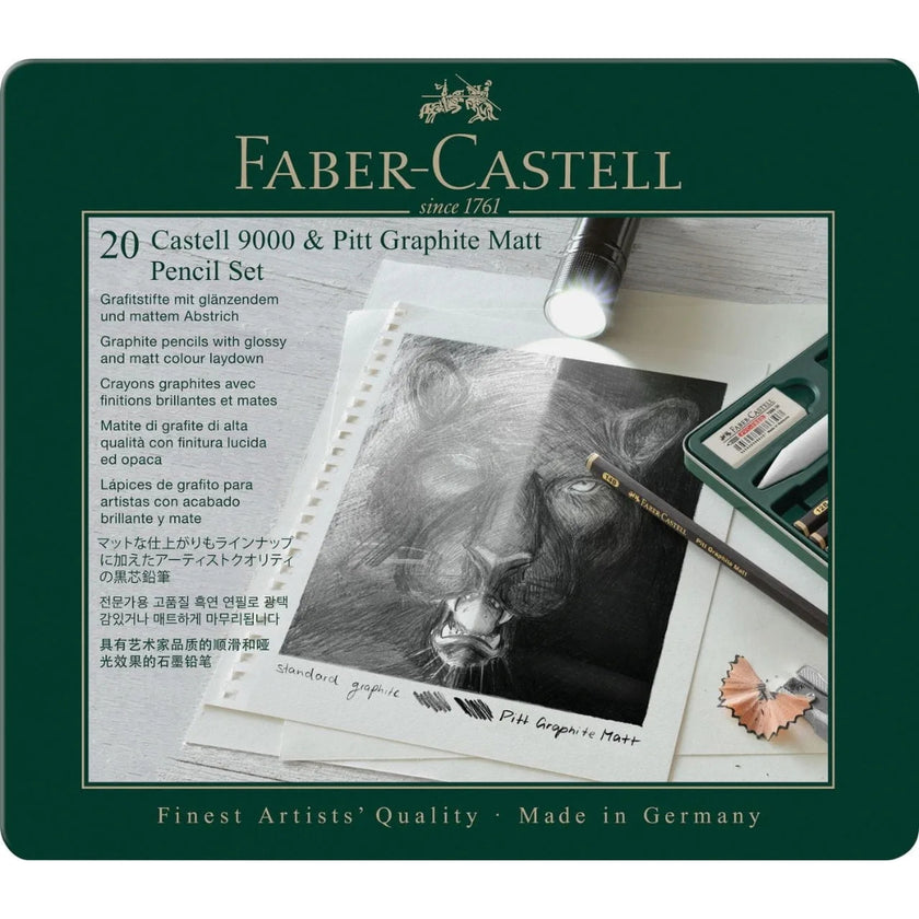 Faber-Castell Castell 9000 & Pitt Graphite Matt Pencil Set Of 20pcs