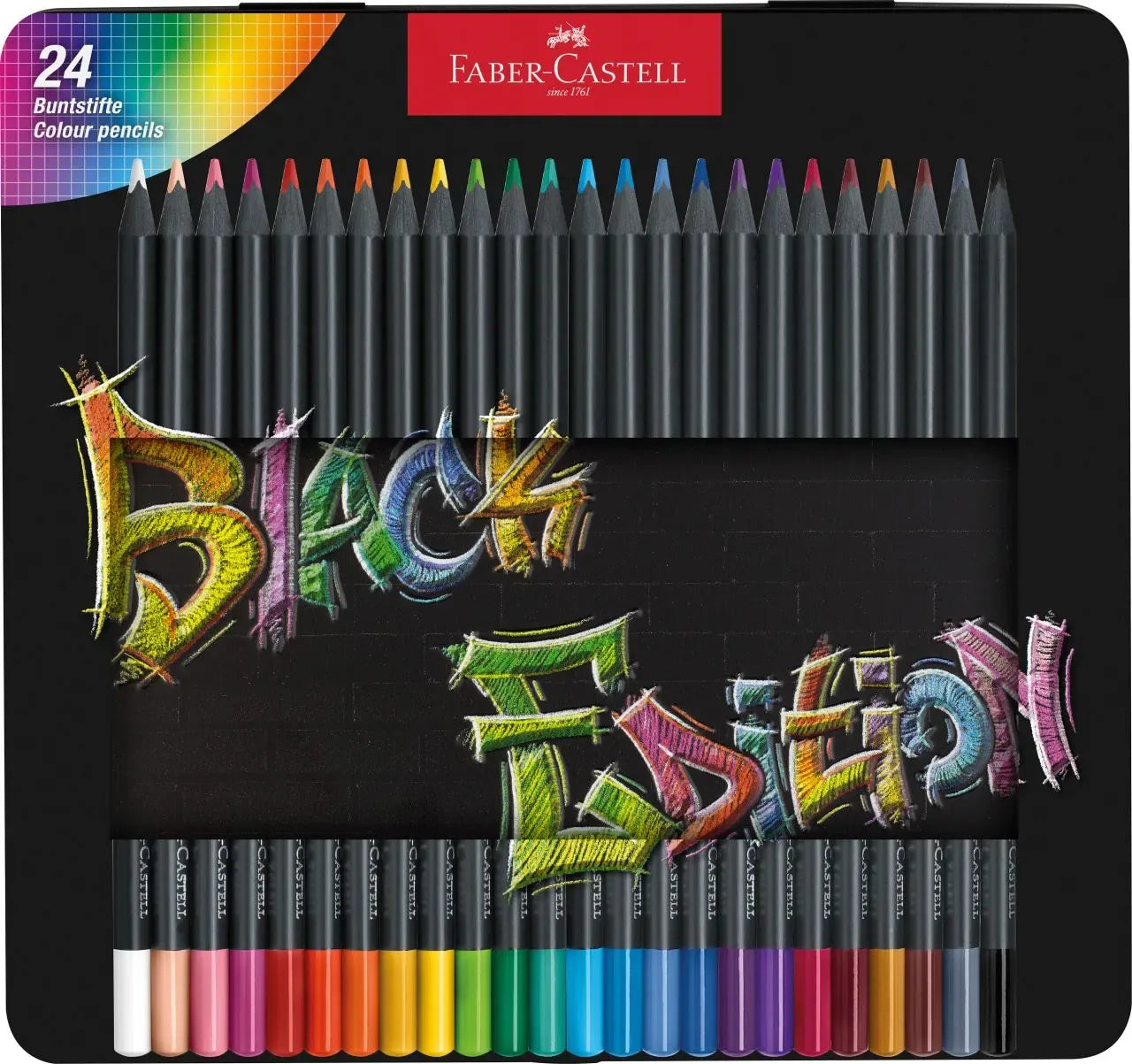 Faber-Castell Black Edition Colour Pencil Roll Tin Of 24pcs