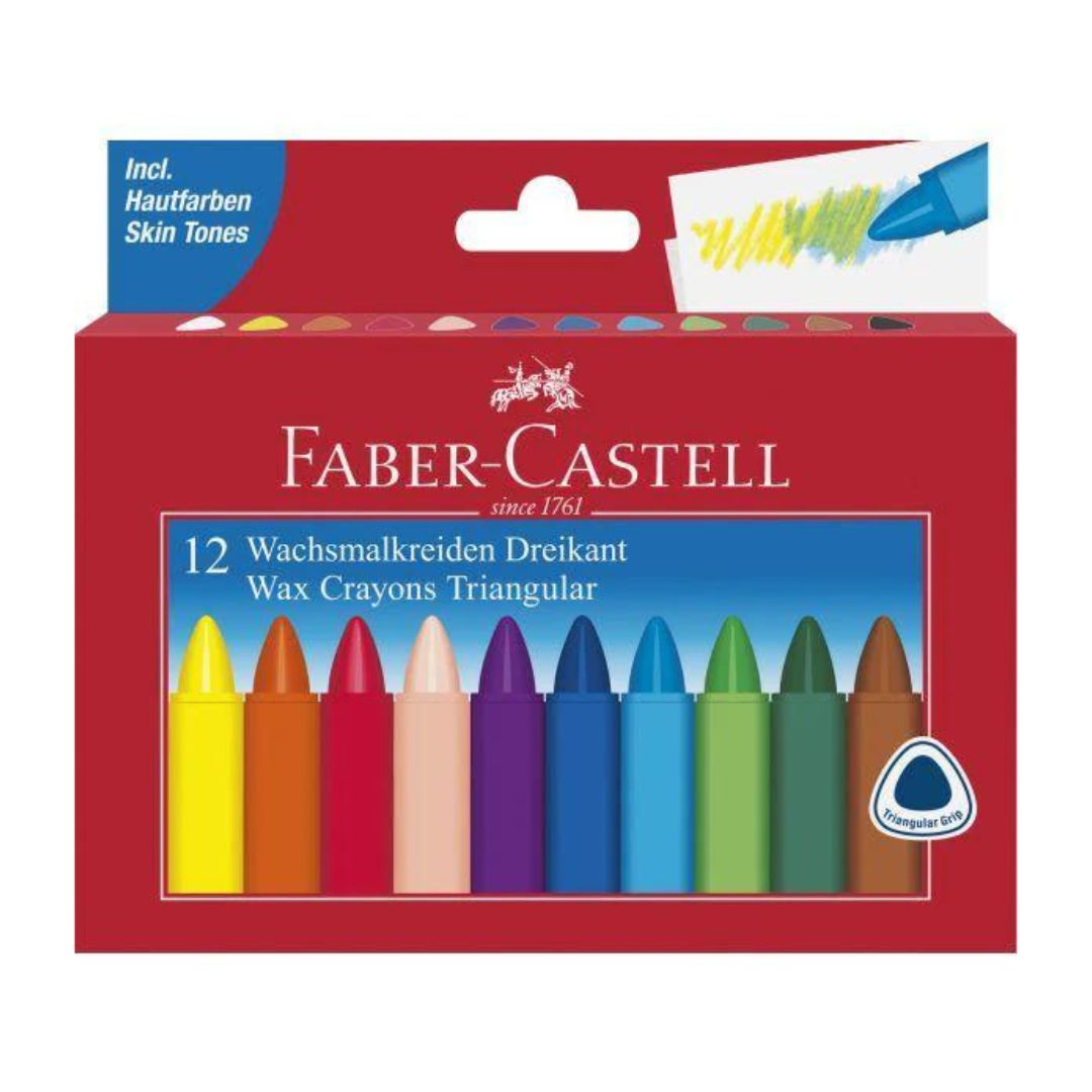 Faber-Castell Triangular Wax Crayons x12
