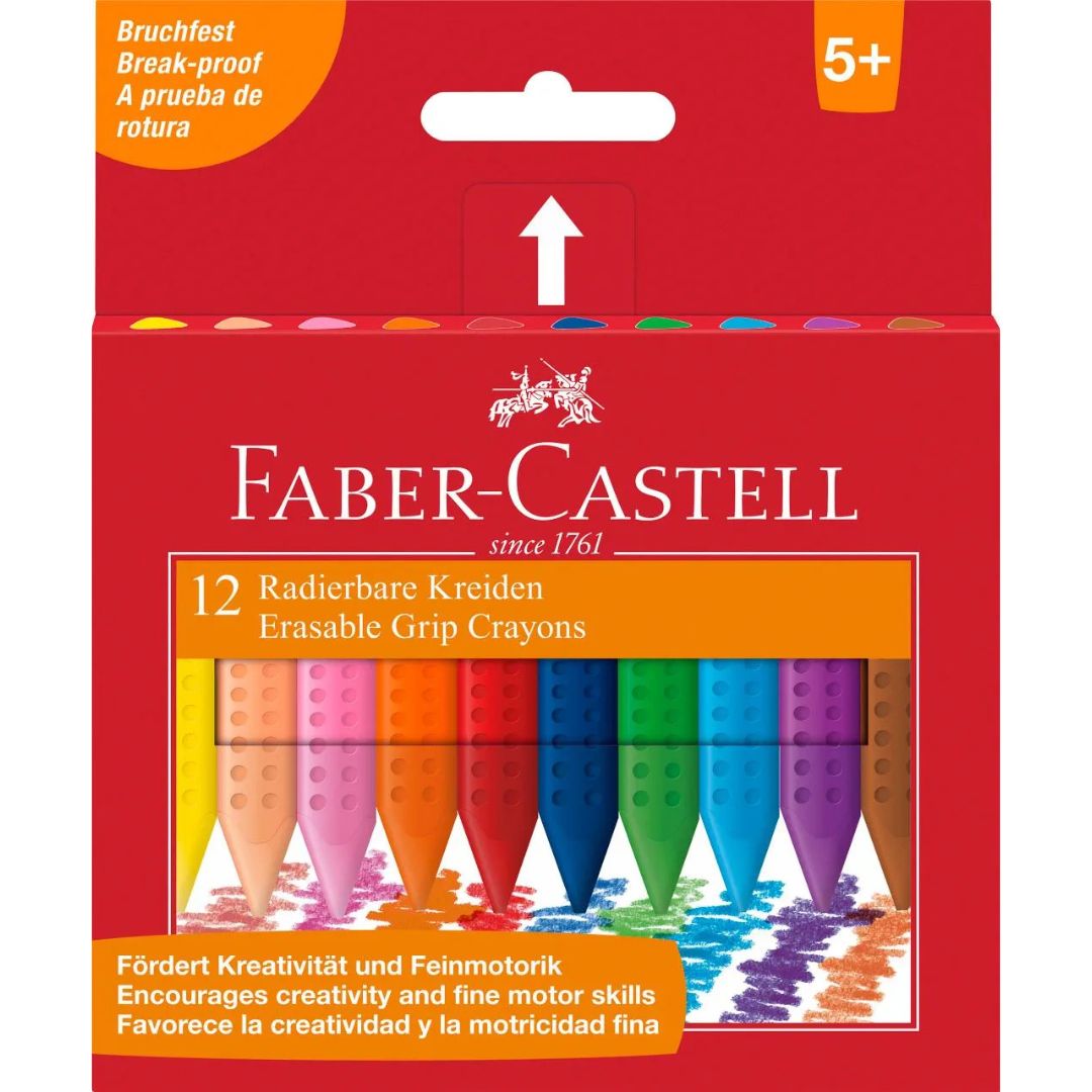 Faber-Castell Erasable Crayon Grip Triangular A Pack Of 12pcs