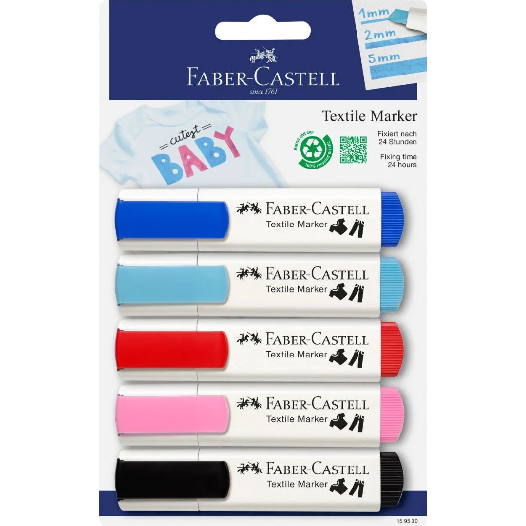 Faber-Castell Textile Marker A Pack Of 5 Colours - Baby