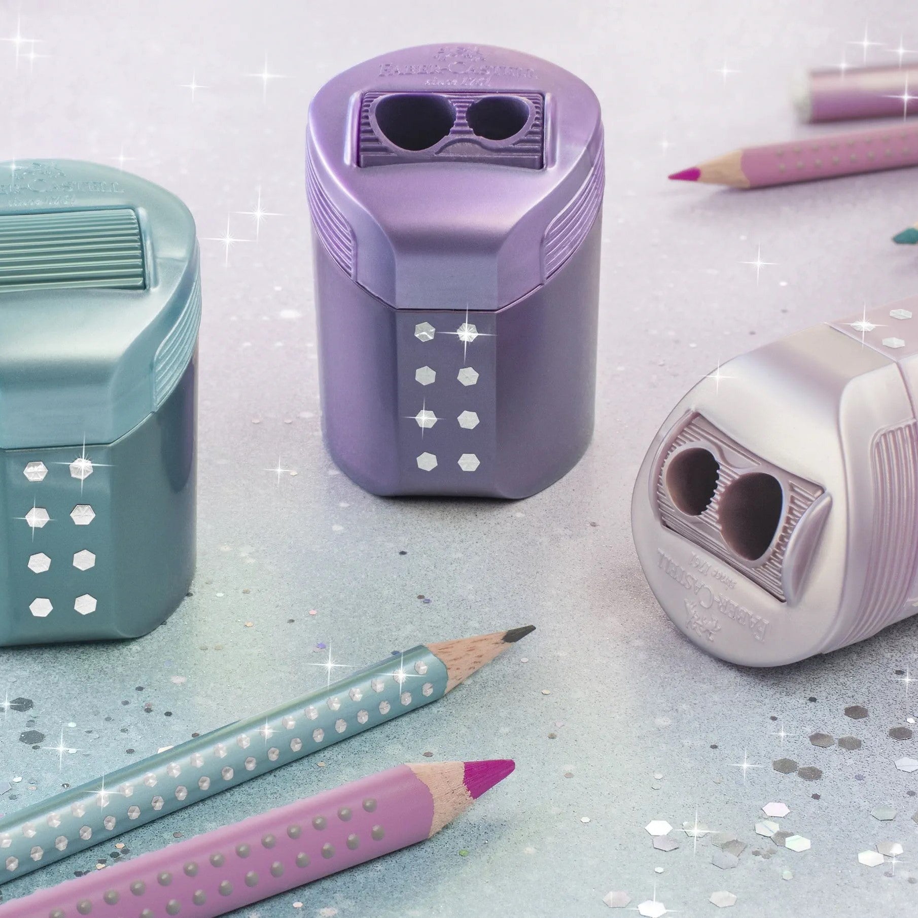 Faber-Castell RollOn Double Hole Sharpener Sparkle x 1pc Assortment