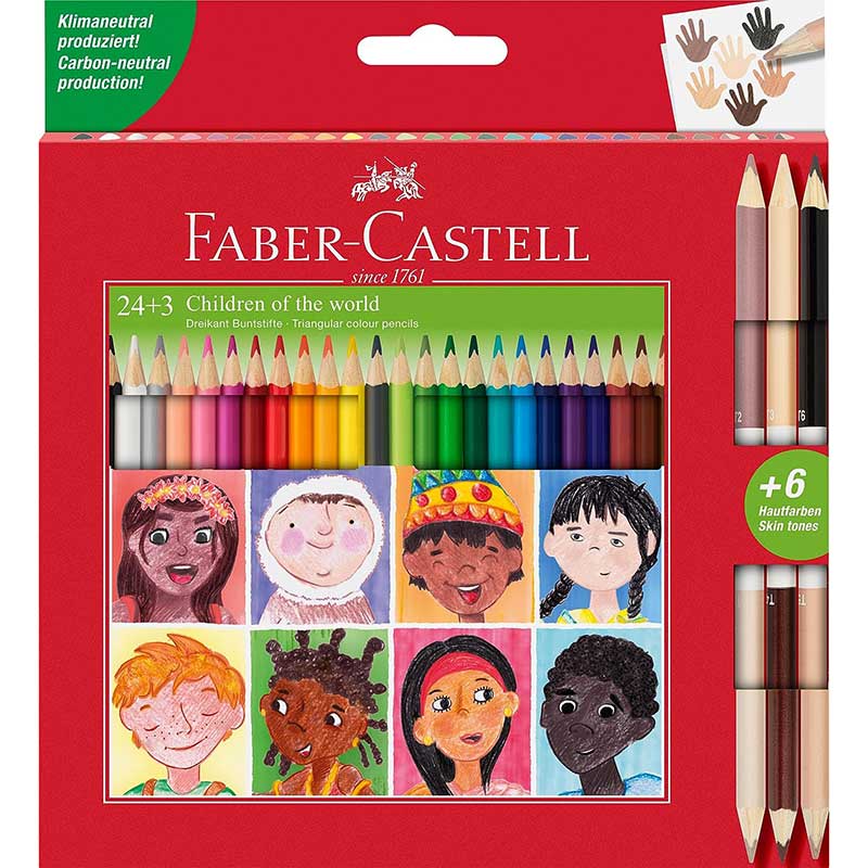 Faber-Castell Triangular Colour Pencil Set - 24 Colours + 3 Bi-Colour