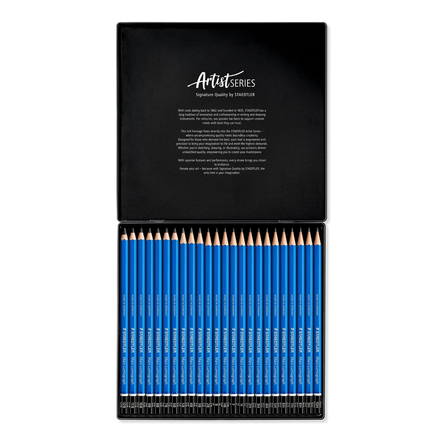 Staedtler - Artist Series - Mars Lumograph - Drawing Pencil A Tin Of 24pcs
