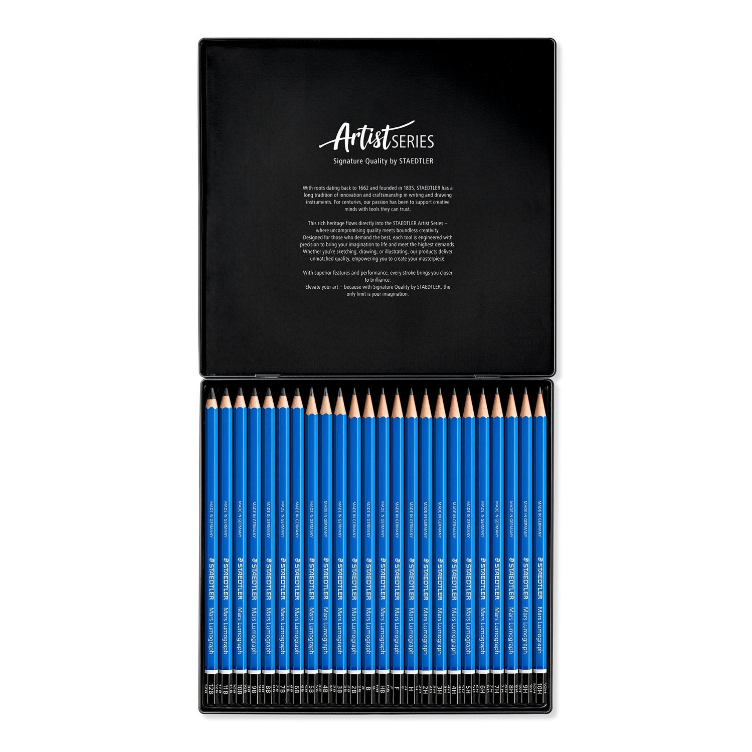 Staedtler - Artist Series - Mars Lumograph - Drawing Pencil A Tin Of 24pcs