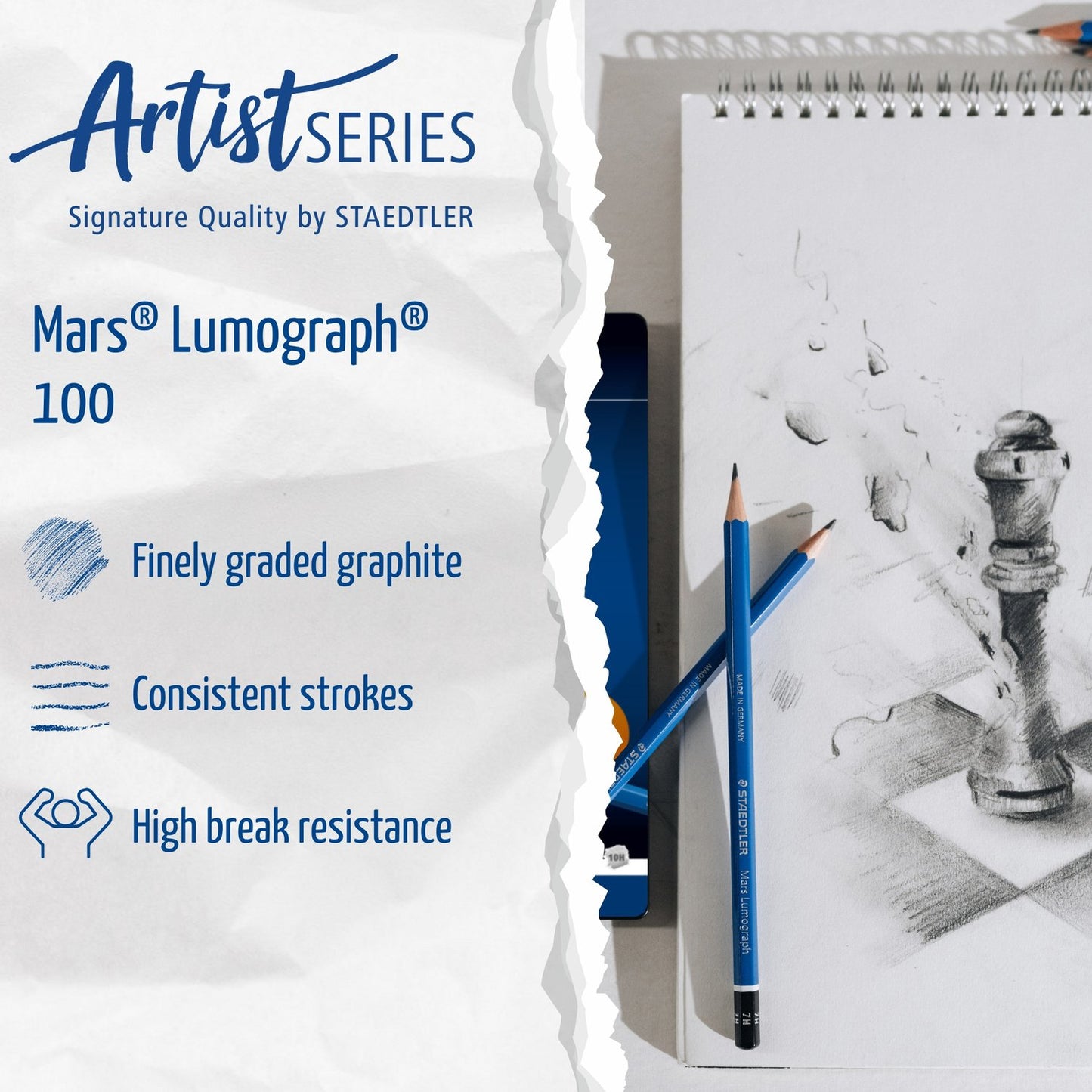 Staedtler - Artist Series - Mars Lumograph - Drawing Pencil A Tin Of 24pcs