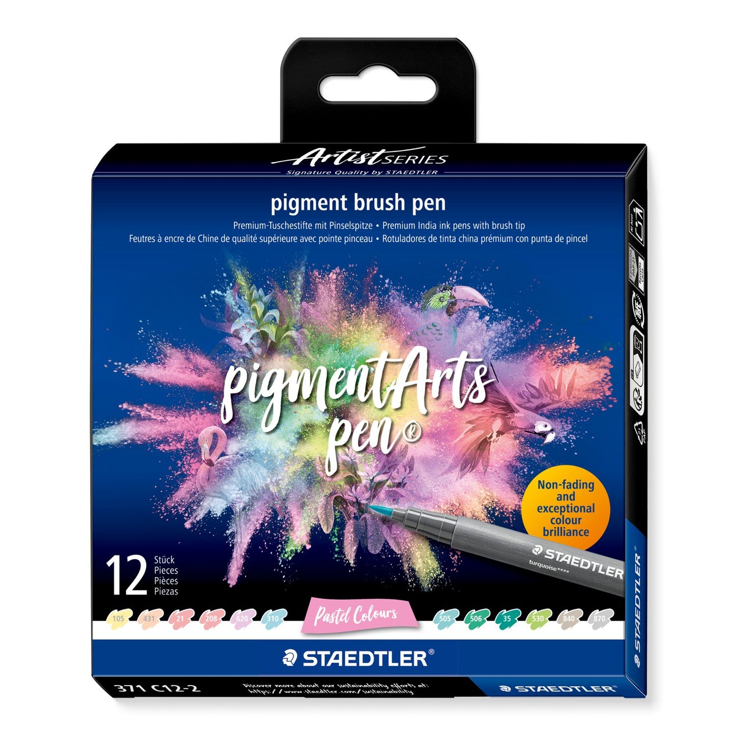 Staedtler - Artist Series - Pigment Brush Pen A Set Of 12pcs - Pastel Colours