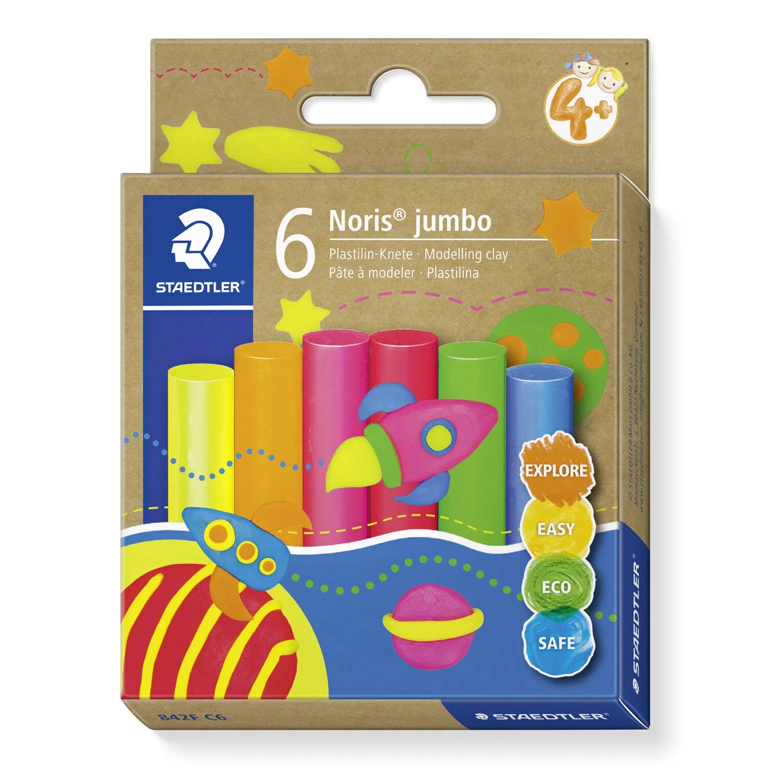 Staedtler Noris Jumbo Modelling Clay A Pack Of 6 pcs 842F C6