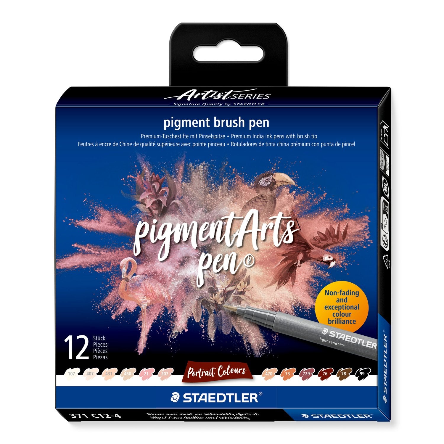 Staedtler - Artist Series - Pigment Brush Pen A Set Of 12pcs - Portrait Colours