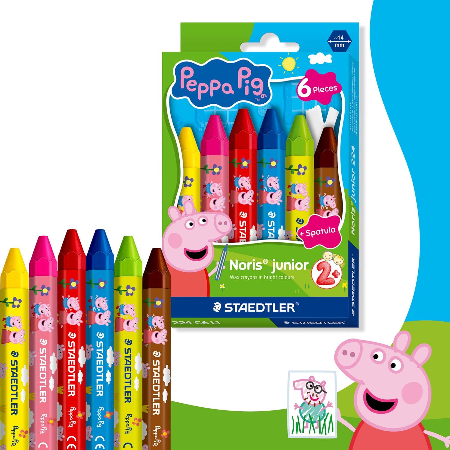 Staedtler - Noris Junior - Wax Crayons A Pack Of 6pcs - Peppa Pig