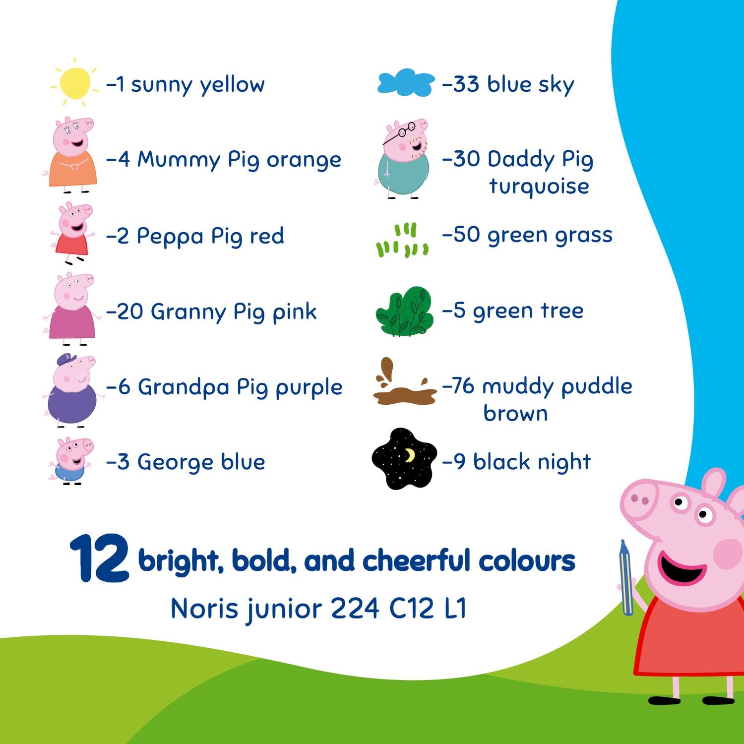 Staedtler - Noris Junior - Wax Crayons A Pack Of 12pcs - Peppa Pig
