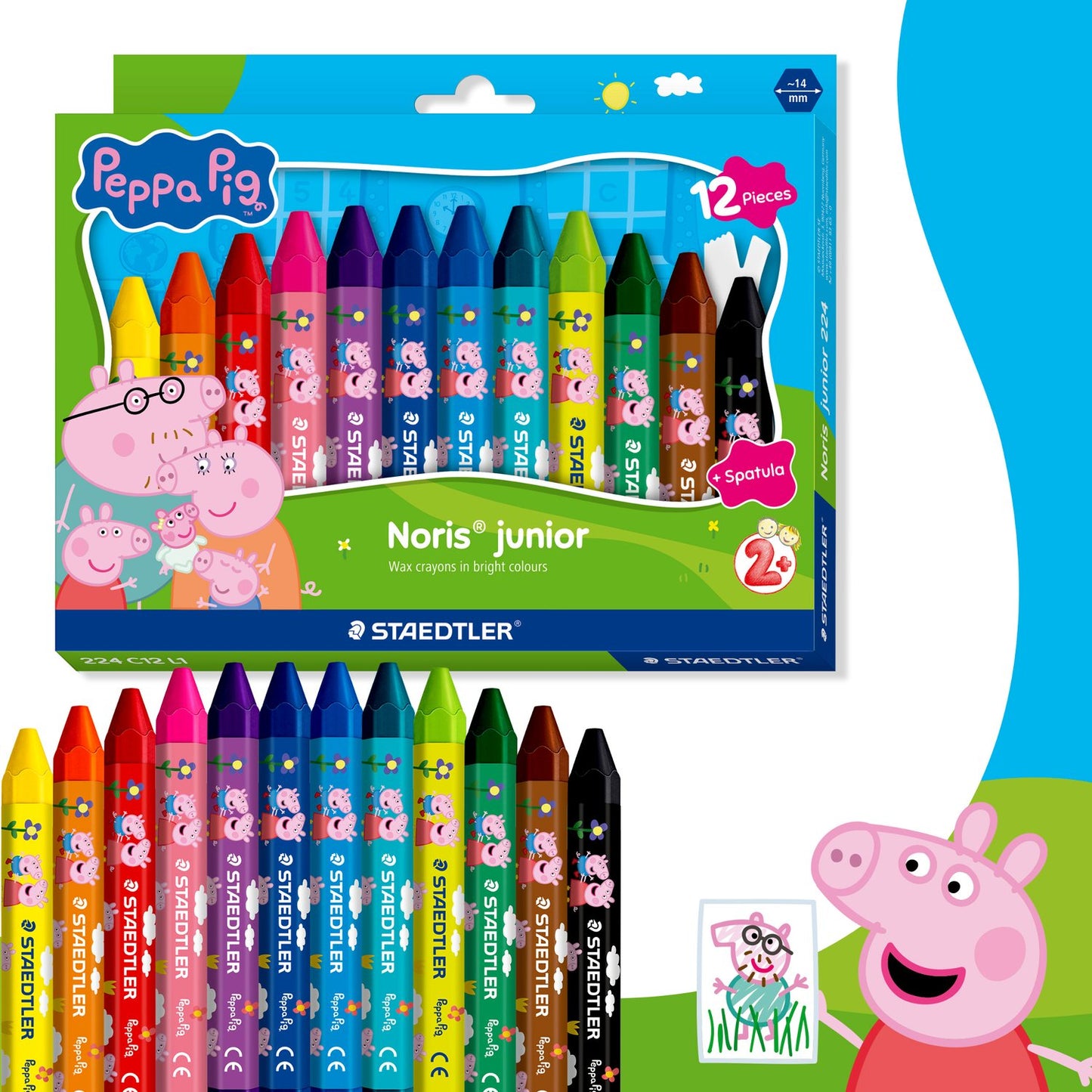 Staedtler - Noris Junior - Wax Crayons A Pack Of 12pcs - Peppa Pig