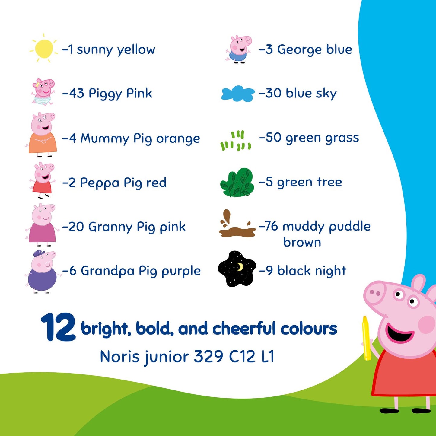 Staedtler - Noris Junior - Jumbo Fibre-Tip Pen A Pack Of 12pcs - Peppa Pig