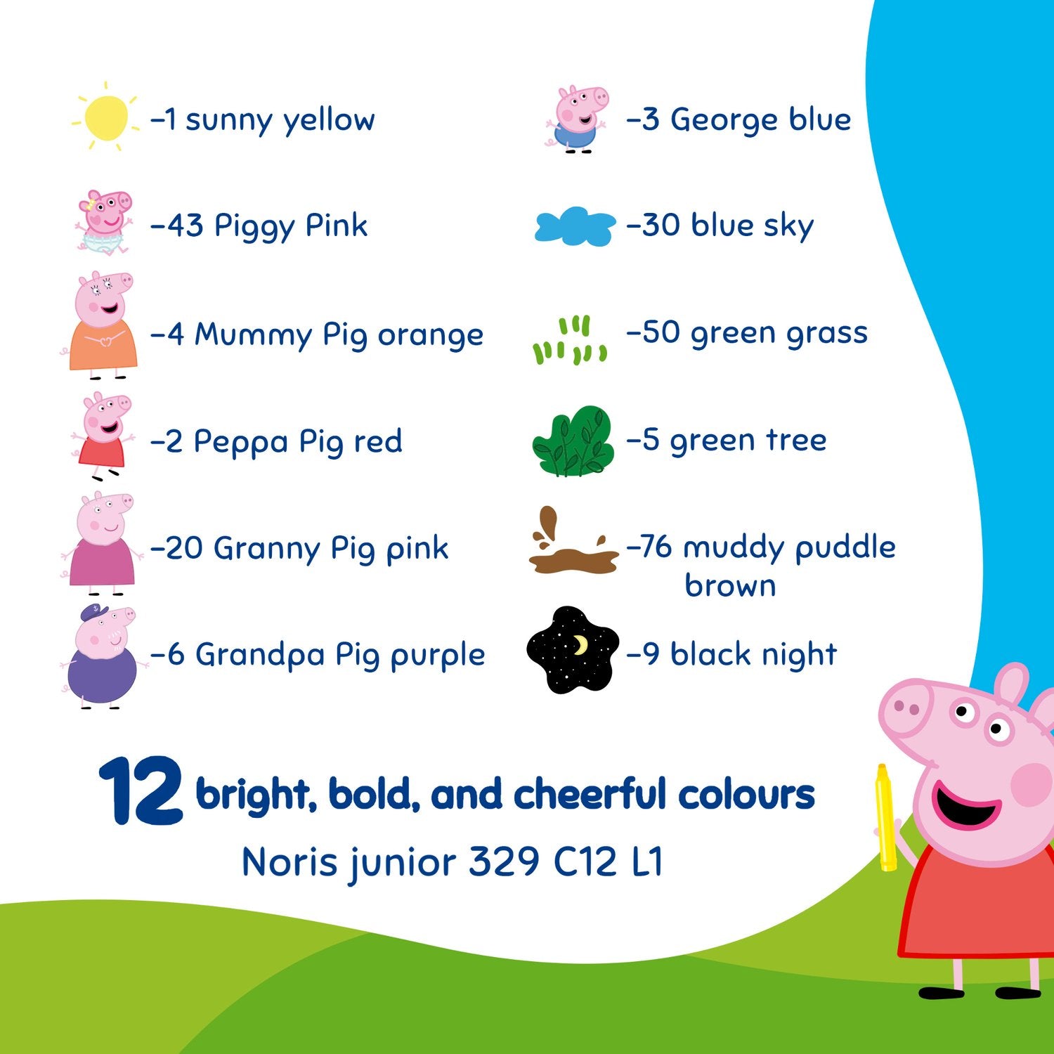 Staedtler - Noris Junior - Jumbo Fibre-Tip Pen A Pack Of 12pcs - Peppa Pig