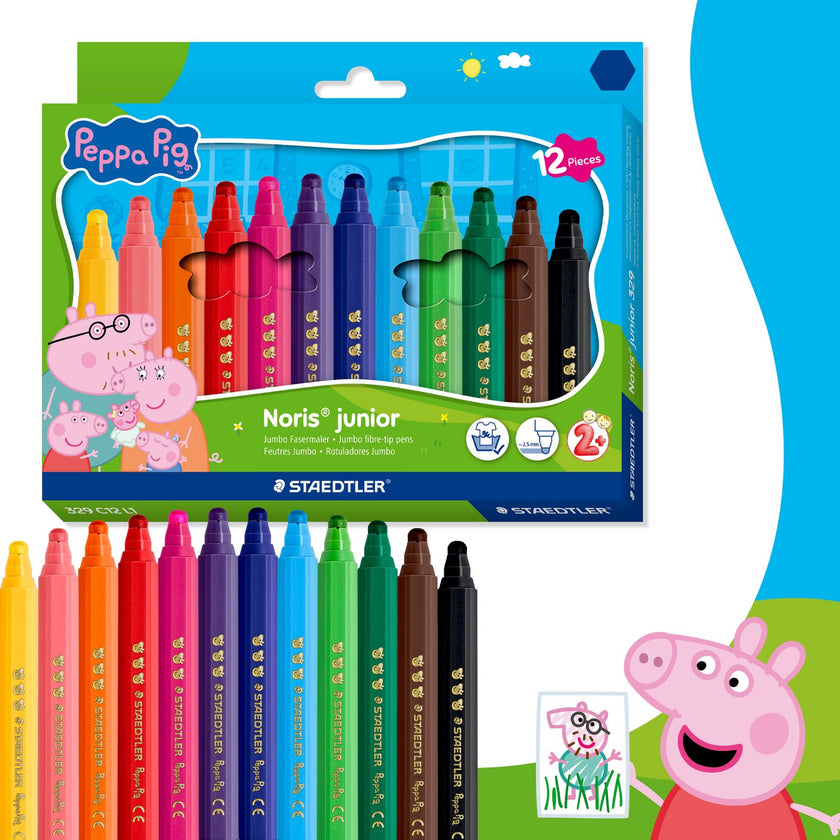 Staedtler - Noris Junior - Jumbo Fibre-Tip Pen A Pack Of 12pcs - Peppa Pig
