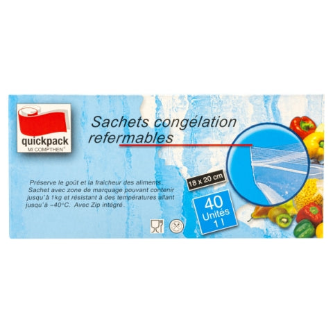 Zipped Freezer Bags 1L 18 x 20cm A Pack Of 40pcs