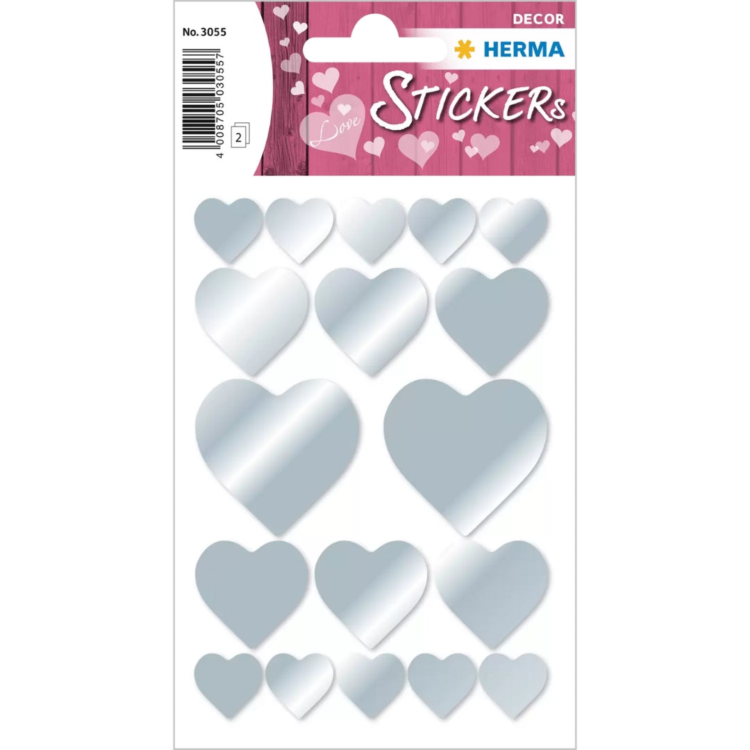 Herma Stickers A Pack Of 2 Sheets - Silver Hearts