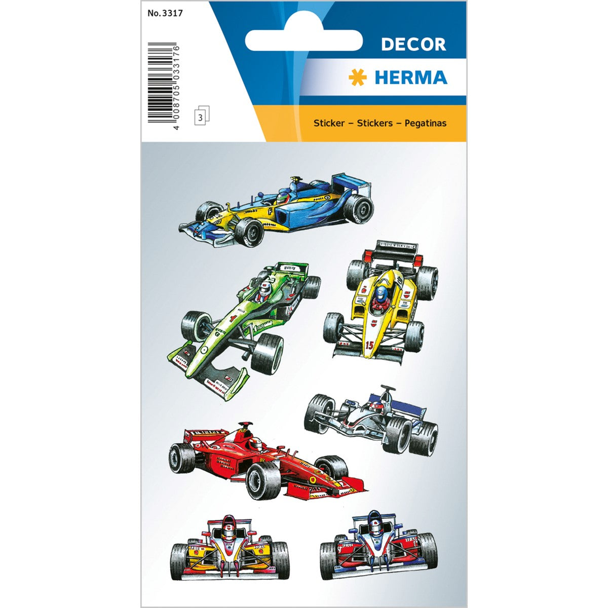 Herma Racing Cars Stickers A Pack Of 3 Sheets