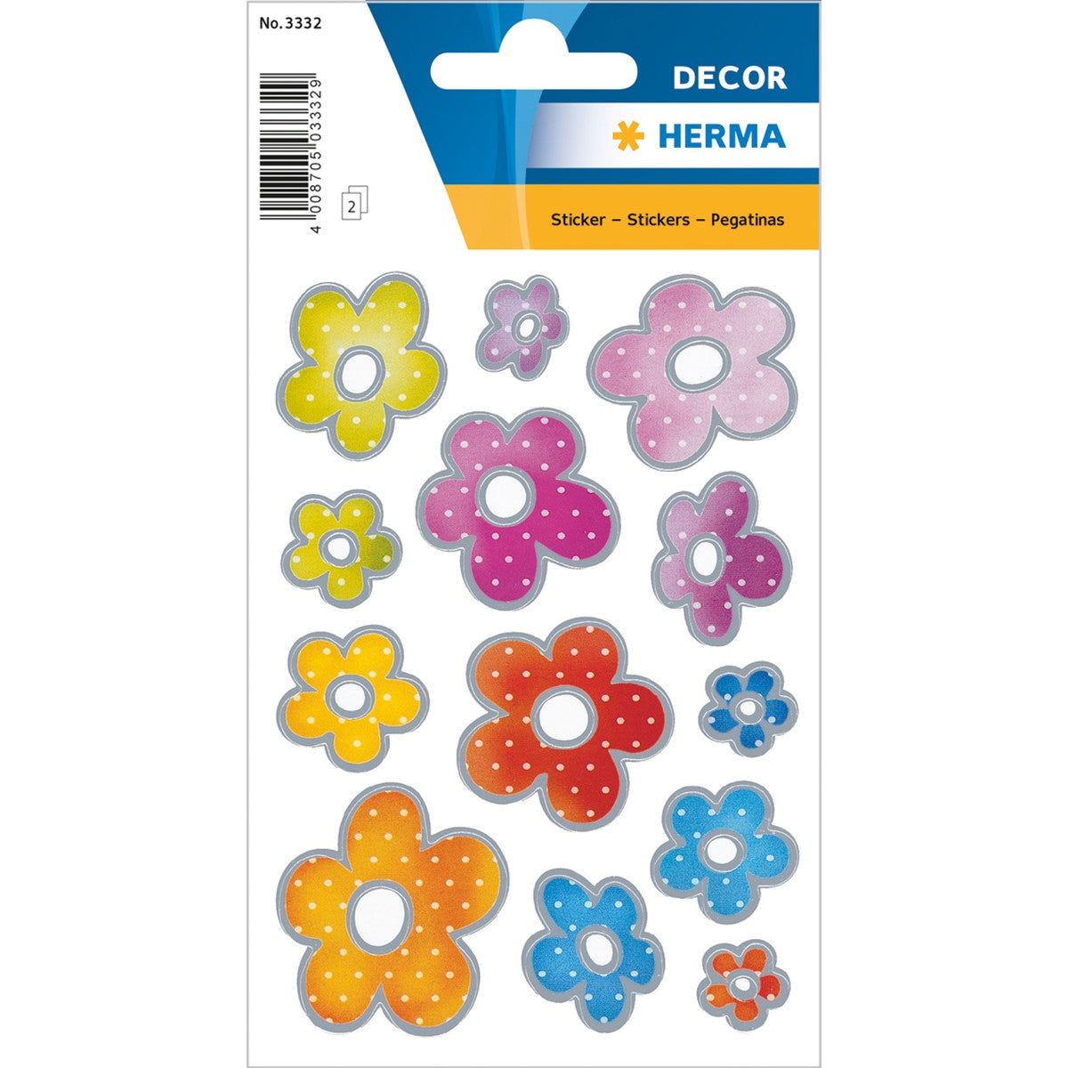 Herma Stickers A Pack Of 2 Sheets - Flowers / Silver Embossed