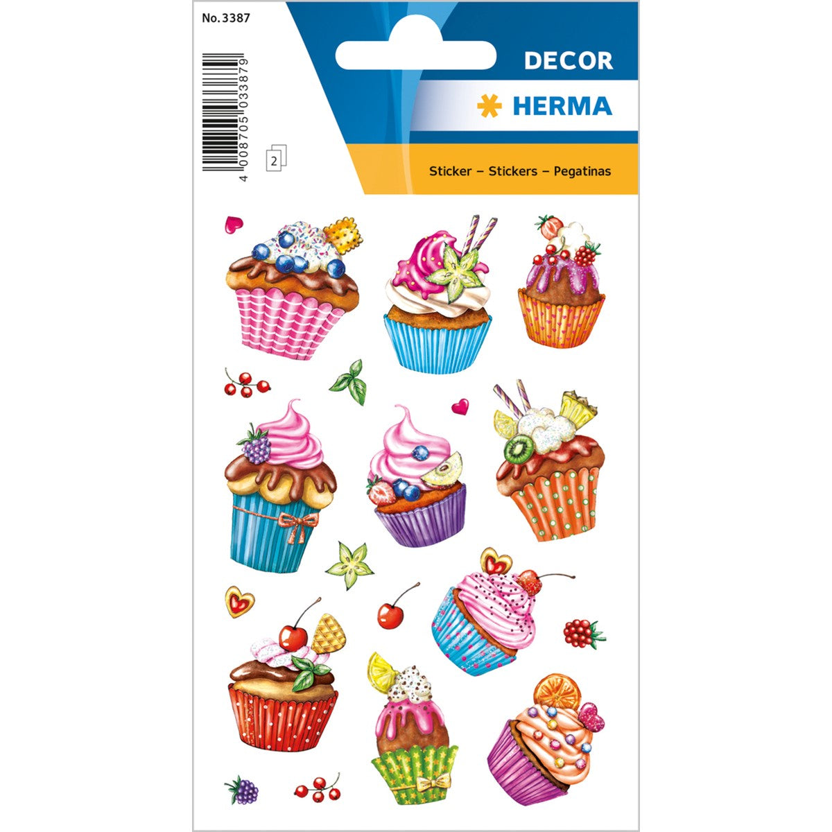 Herma Glitter Cupcakes Stickers A Pack Of 2 Sheets