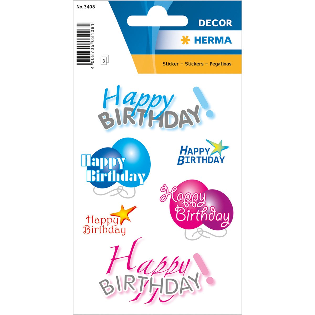 Herma Happy Birthday Stickers A Pack Of 3 Sheets