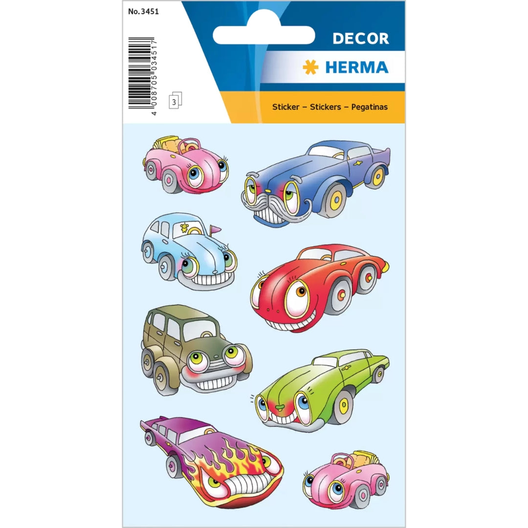 Herma Stickers A Pack Of 3 Sheets - Cars