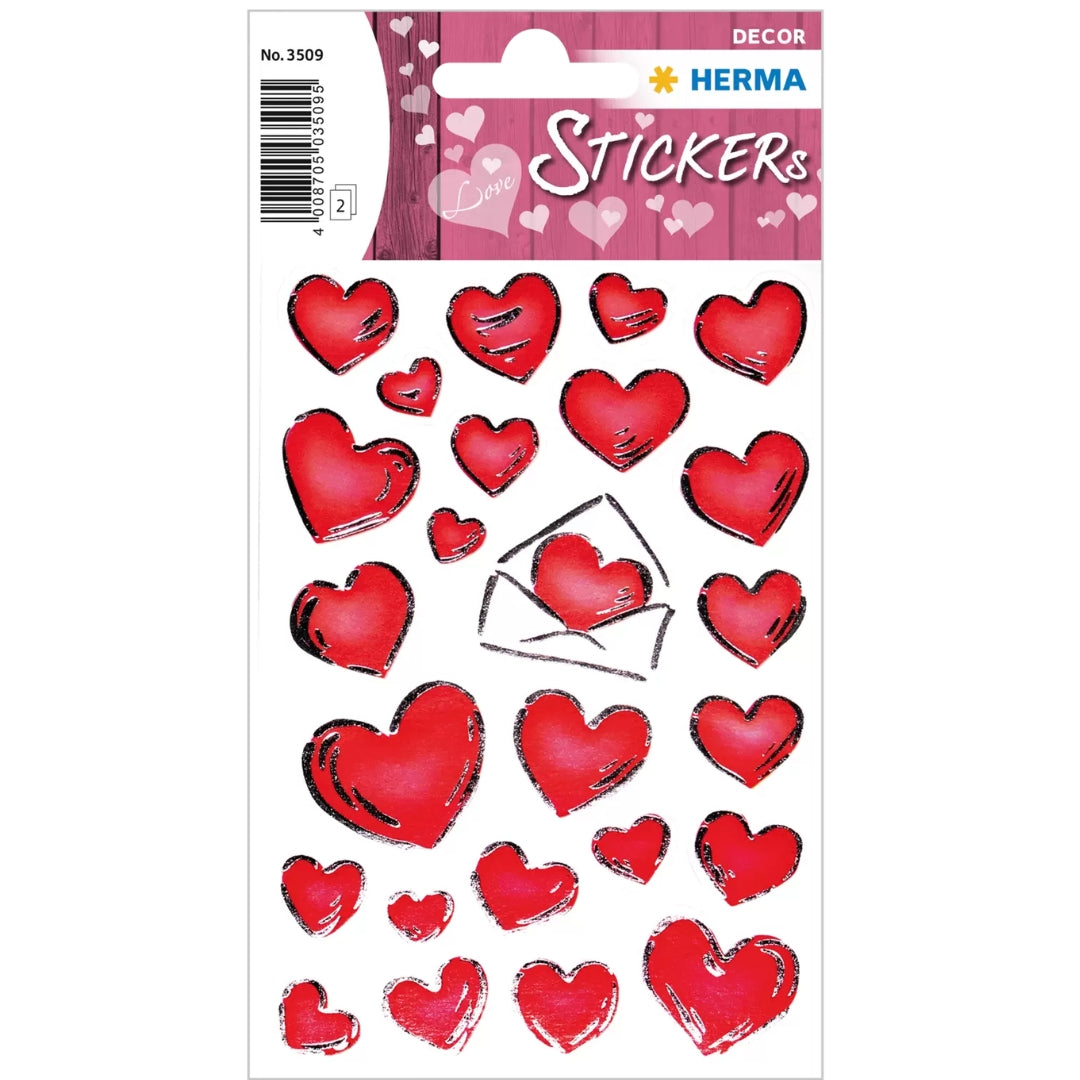 Herma Stickers A Pack Of 2 Sheets - Red Hearts