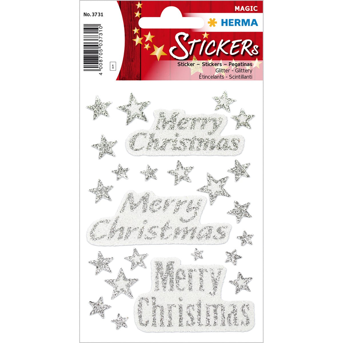 Herma Merry Christmas Glittery Stickers A Pack Of 1 Sheet