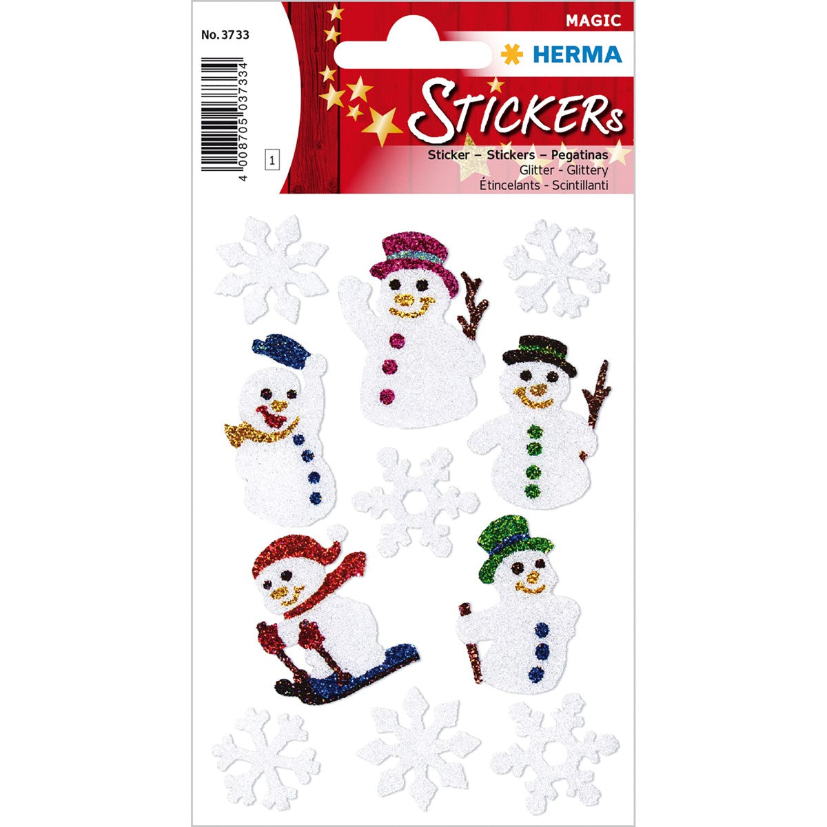 Herma Snowmen Glittery Stickers A Pack Of 1 Sheet