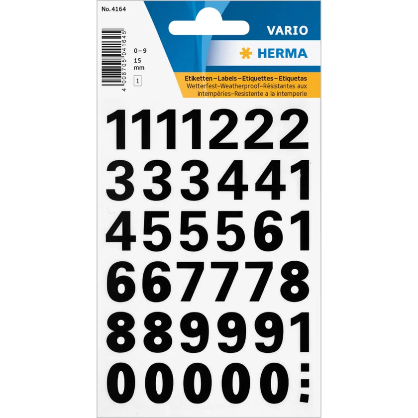 Herma Stickers A Pack Of 1 Sheet - Numbers 15mm 0-9 Weatherproof