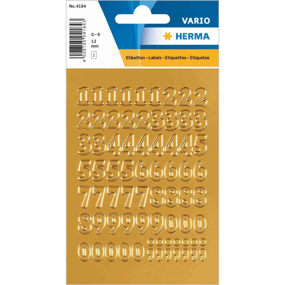 Herma Stickers A Pack Of 1 Sheet - Numbers 12 mm 0-9 Gold