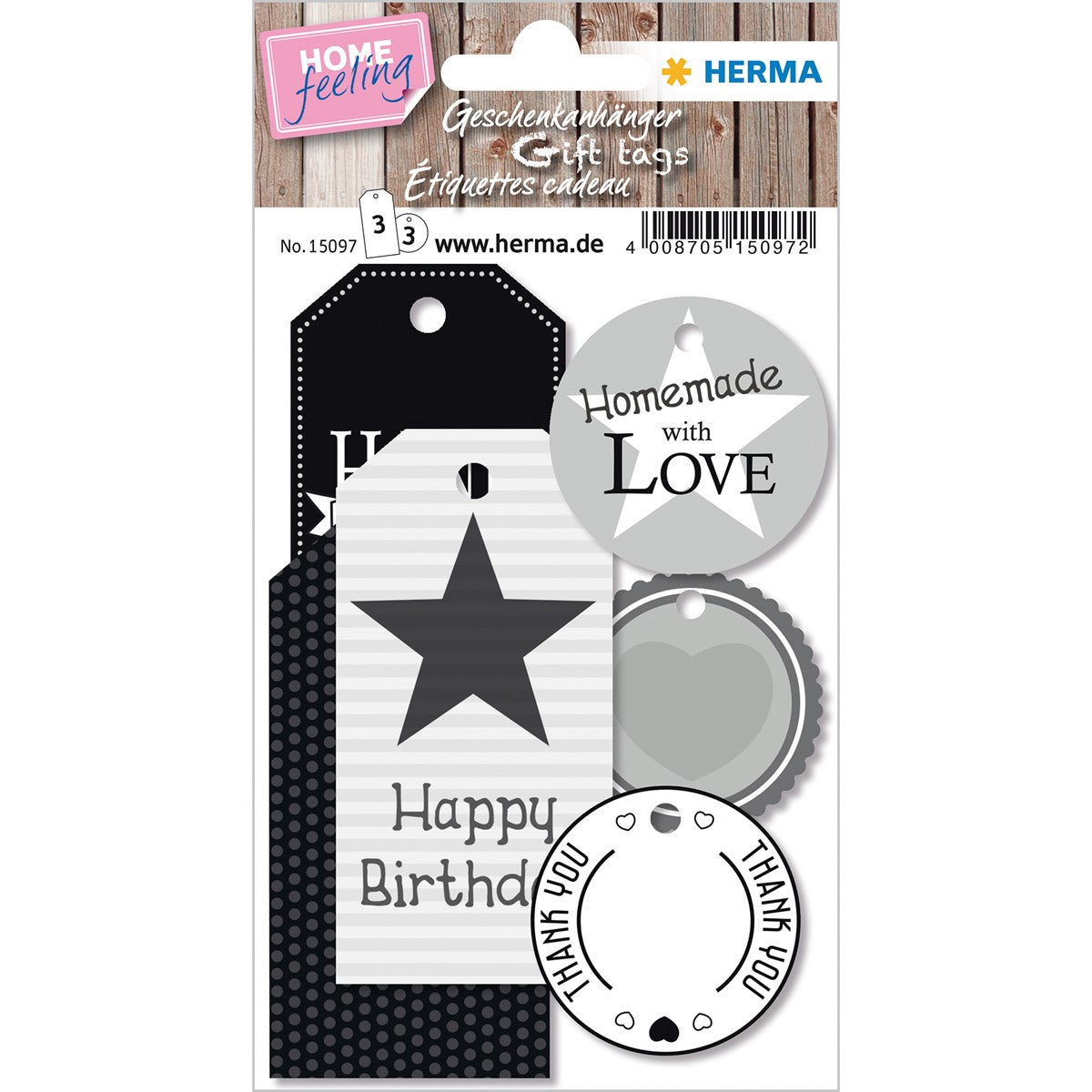 Herma Gift Tags Black & White A Pack Of 6pcs