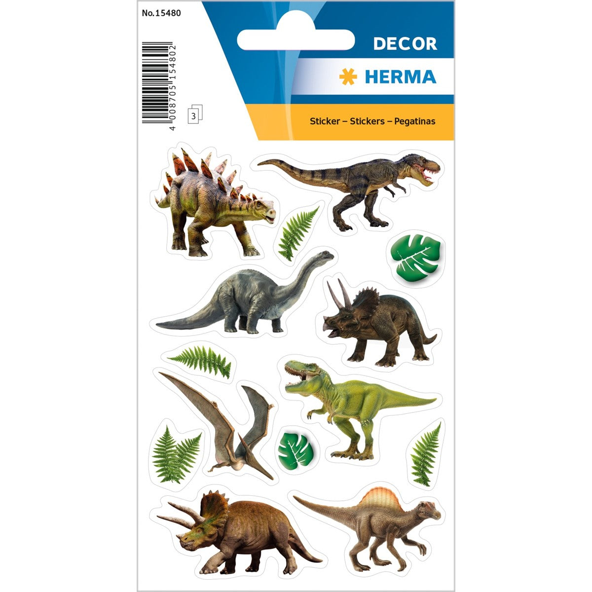 Herma Dinosaur Stickers A Pack Of 3 Sheets