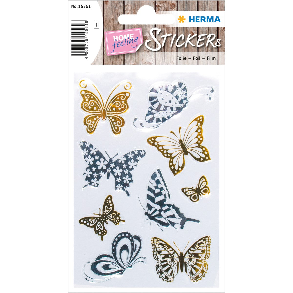 Herma Stickers A Pack Of 1 Sheet - Butterflies / Gold And Silver Foil