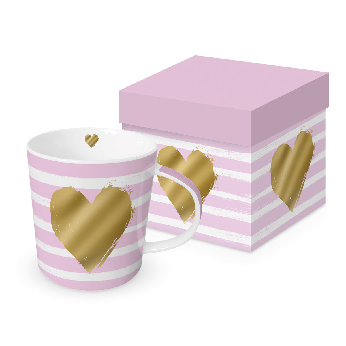 Trend Mug With Giftbox 400ml - Heart & Stripes